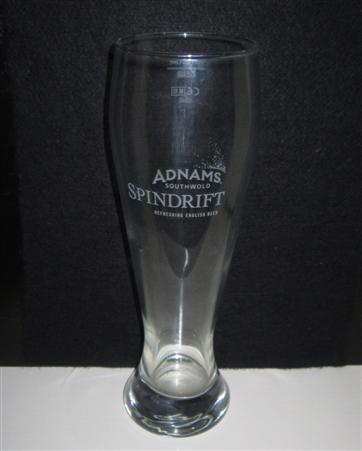 beer glass from the Adnams brewery in England with the inscription 'Adnams Southwold Spindrith Refeshing English Beer'