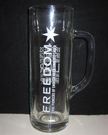 beer glass from the Freedom  brewery in England with the inscription 'Freedom. True Pioneers Of English Hand Crafted Lager'