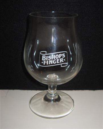 beer glass from the Shepherd Neame brewery in England with the inscription 'Bishop's Finger'