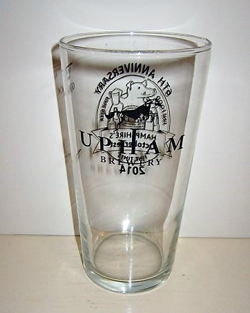 beer glass from the Upham brewery in England with the inscription 'Upham Brewery'