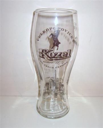 beer glass from the Velke Popovicky Kozel brewery in Czech Republic with the inscription 'Kozel Velkopopovicky Czech Export'