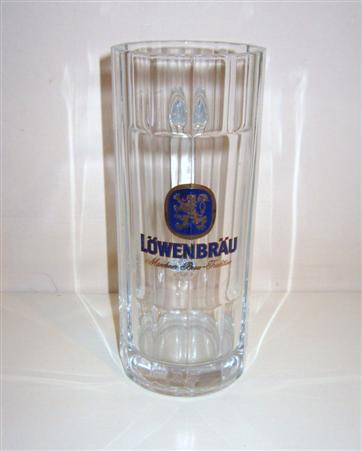 beer glass from the Lowenbrau brewery in Germany with the inscription 'Lowenbrau'