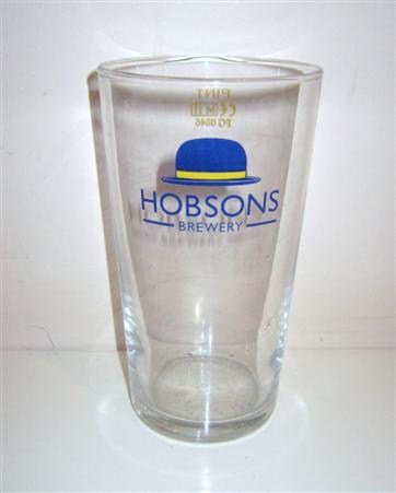beer glass from the Hobsons brewery in England with the inscription 'Hobsons Brewery'