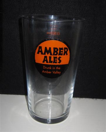 beer glass from the Amber brewery in England with the inscription 'Amber Ale. Drunk In The Amber Valley'