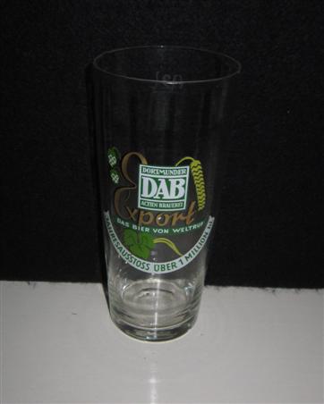 beer glass from the Dab brewery in Germany with the inscription 'Dortmunder Dab Actkien Brauerei. Das Bier Von Welfruf Jahresausstoss Uber 1 Million Hi'