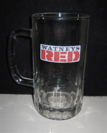 beer glass from the Watney Mann brewery in England with the inscription 'Watney Red'