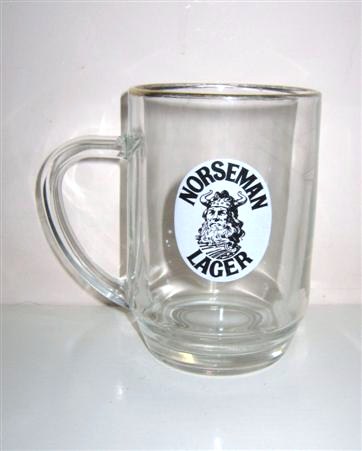 beer glass from the Vaux brewery in England with the inscription 'Norseman Lager'