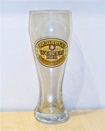 beer glass from the Gebruder Maisel brewery in Germany with the inscription 'Maisel's Weizen Bier Oberjarige Spezialitat'