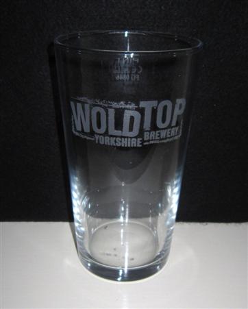 beer glass from the Wold Top brewery in England with the inscription 'World Top. Yorkshire Brewery'
