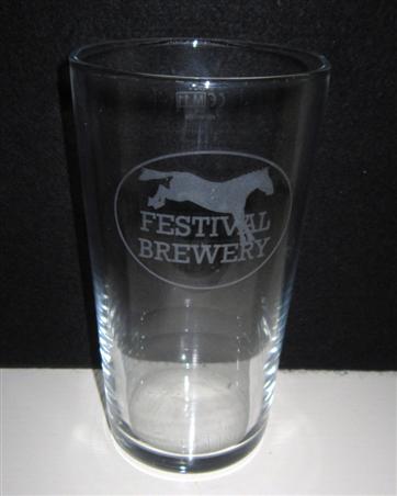 beer glass from the Festival  brewery in England with the inscription 'Festival Brewery'