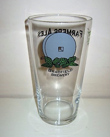 beer glass from the Bradfield brewery in England with the inscription 'Bradfield Brewery'