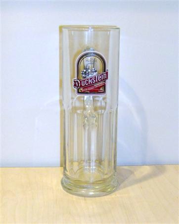 beer glass from the Holsten brewery in Germany with the inscription 'Duckstein Rotblondes Oberbrau'