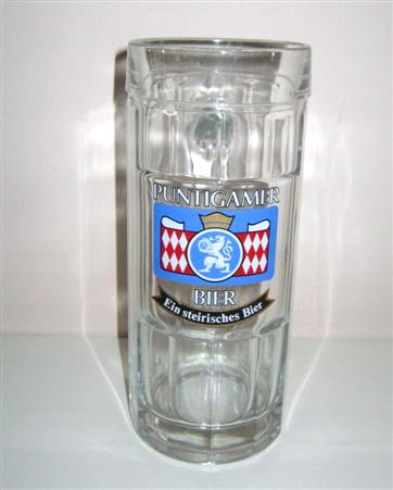 beer glass from the Puntigamer  brewery in Austria with the inscription 'Puntigamer Bier. Ein Steirisches Bier'