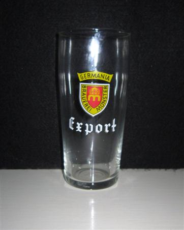 beer glass from the Gieen brewery in Germany with the inscription 'Germania Export Braueri Munster'