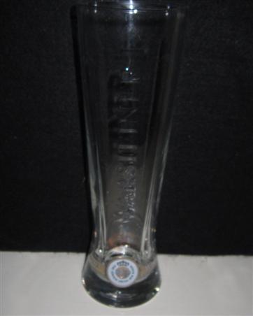 beer glass from the Warsteiner brewery in Germany with the inscription 'Warsteiner Premium. Verum Eine Konigin Unter Den Bieren'