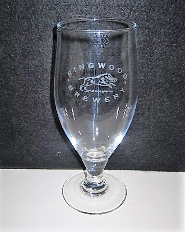 beer glass from the Ringwood brewery in England with the inscription 'Ringwood Bewery'