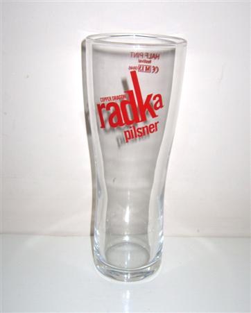 beer glass from the Copper Dragon  brewery in England with the inscription 'Copper Dragon Radka Pilsner'