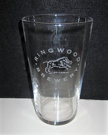 beer glass from the Ringwood brewery in England with the inscription 'Ringwood Bewery'