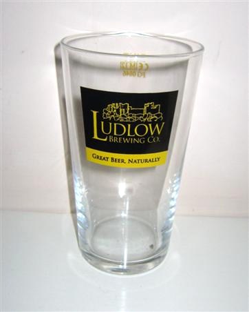 beer glass from the Ludlow brewery in England with the inscription 'Ludlow Brewing Co. Great Beer Naturally'