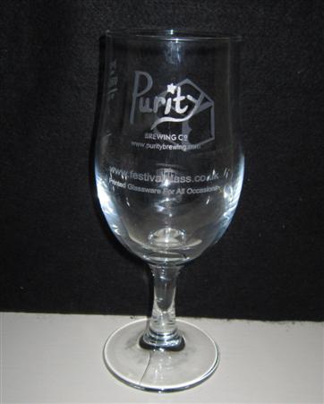 beer glass from the Purity brewery in England with the inscription 'Purity Brewing Co. www.puritybrewing.com. Printed Glassware For All Occassions '