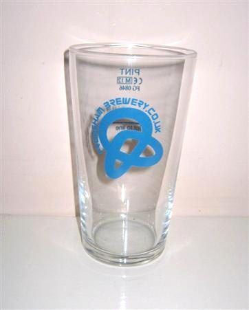 beer glass from the Frodsham  brewery in England with the inscription 'Frodsham Brewery. '