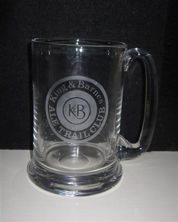 beer glass from the King & Barnes brewery in England with the inscription 'KB, King & Barnes. Ale Trail Club'