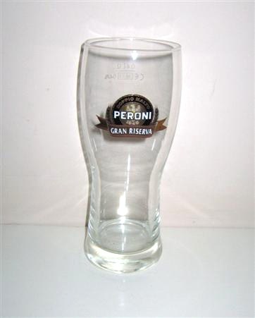 beer glass from the Peroni brewery in Italy with the inscription 'Peroni. Doppio Malto 1846 Gran Riserva '