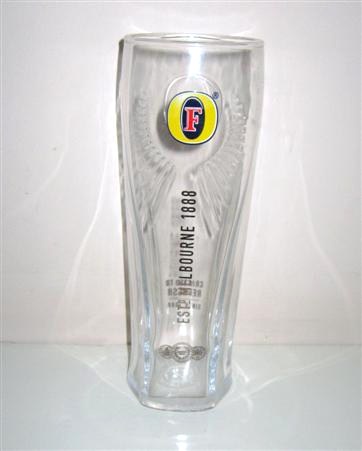 beer glass from the Foster's brewery in Australia with the inscription 'F, EST Melbourne1888'