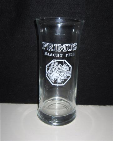 beer glass from the  Haacht brewery in Belgium with the inscription 'Primus Haacht Pils'