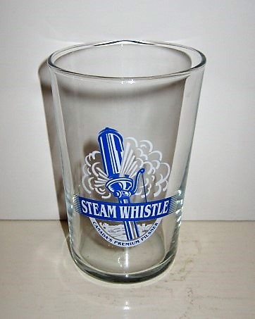 beer glass from the Steam Whistle Brewing brewery in Canada with the inscription 'Steam Whistle. Canada's Premium Pilsner'