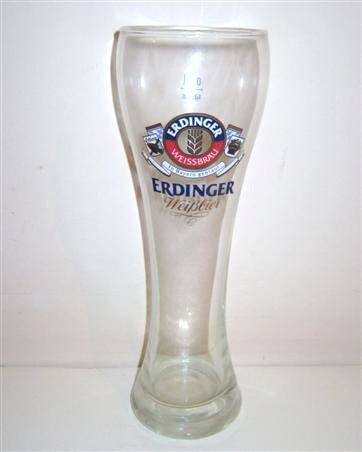 beer glass from the Erdinger  brewery in Germany with the inscription 'Erdinger Weissbru In Bayern Gebraut. Erdinger Weibier'