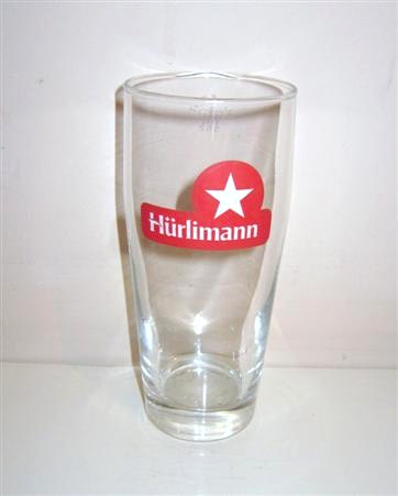 beer glass from the  Hurlimann brewery in Switzerland with the inscription 'Hurlimann'