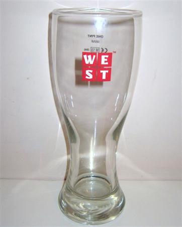 beer glass from the WEST  brewery in Scotland with the inscription 'WEST'