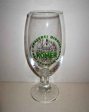 beer glass from the Binding brewery in Germany with the inscription 'Brauerei Binding Frankfurt Am Main Romer Pils'