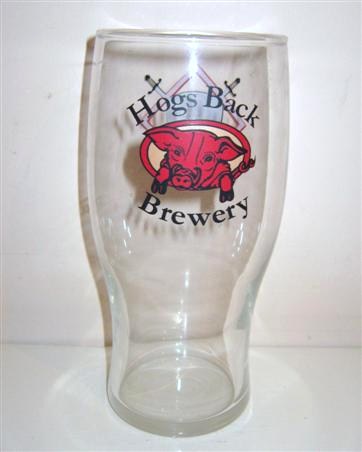 beer glass from the Hogs Back brewery in England with the inscription 'Hogs Back Brewey'