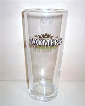 beer glass from the Matthew Clark  brewery in England with the inscription 'Est 1770 Gaymers Pear Cider'