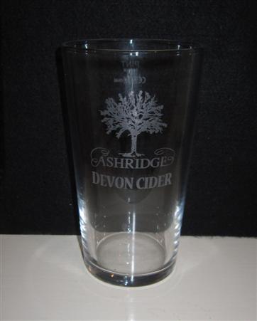 beer glass from the Ashbridge brewery in England with the inscription 'Ashbridge Devon Cider'