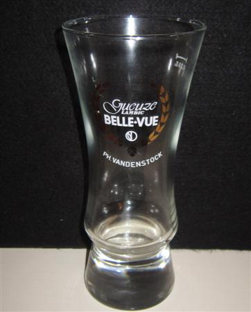 beer glass from the Belle vue brewery in Belgium with the inscription 'Gucuzc Lambk Belle-vue. Ph Vandenstock'