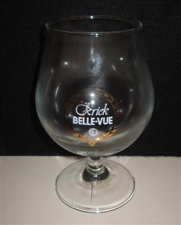 beer glass from the Belle vue brewery in Belgium with the inscription 'Krick Belle-vue'