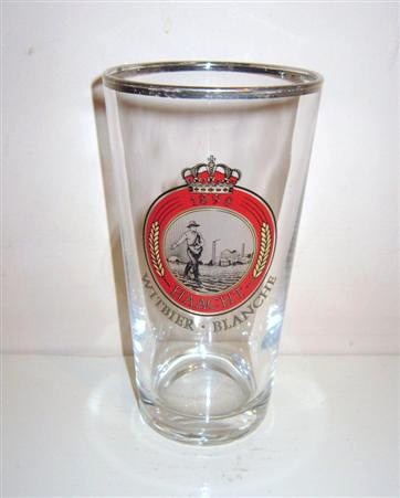 beer glass from the  Haacht brewery in Belgium with the inscription '1898 Haacht Witbier Blanche'
