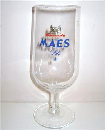 beer glass from the Alken-Maes  brewery in Belgium with the inscription 'Maes Pils'