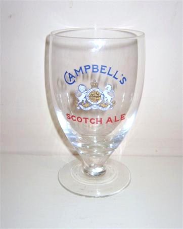 beer glass from the InBev brewery in Belgium with the inscription 'Campbell's Scotch Ale'