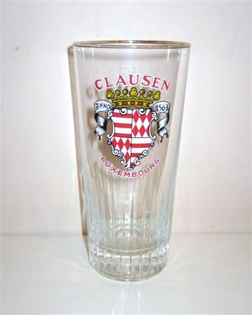 beer glass from the Clausen brewery in Luxembourg with the inscription 'Clausen Anno 1563 Luxembourg'