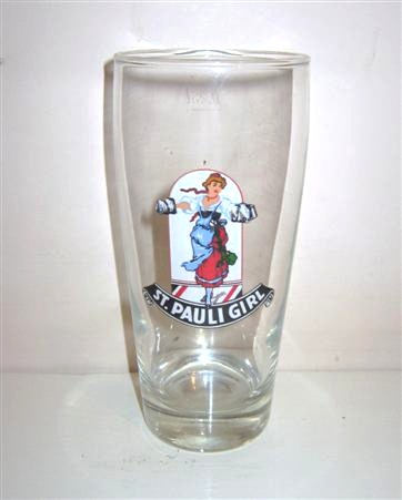 beer glass from the St. Pauli Brewery brewery in Germany with the inscription 'St Pauli Girl'