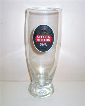 beer glass from the Stella Artois brewery in Belgium with the inscription 'Stella Artois N.A Alcoholvrij Bier Biere Sans Alcool'