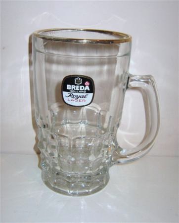 beer glass from the Oranjeboom brewery in Netherlands with the inscription 'Breda Holland Royal Lager'