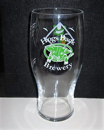 beer glass from the Hogs Back brewery in England with the inscription 'Hogs Back Brewery '