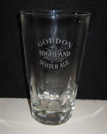 beer glass from the John Martin brewery in Belgium with the inscription 'Gordon Highland Scotch Ale'