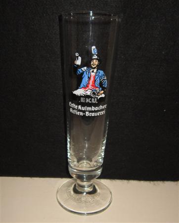 beer glass from the Kulmbacher brewery in Germany with the inscription 'EKU Erste Klumbacher Actien Brauerei'