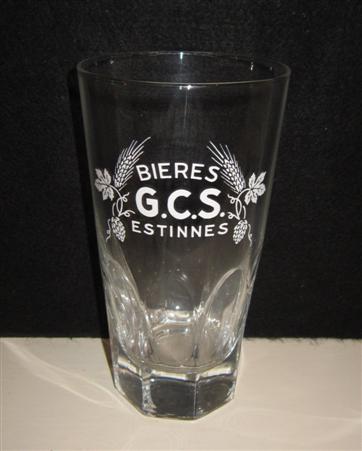 beer glass from the Dupont brewery in Belgium with the inscription 'Bieres G.L.S Estinnes'